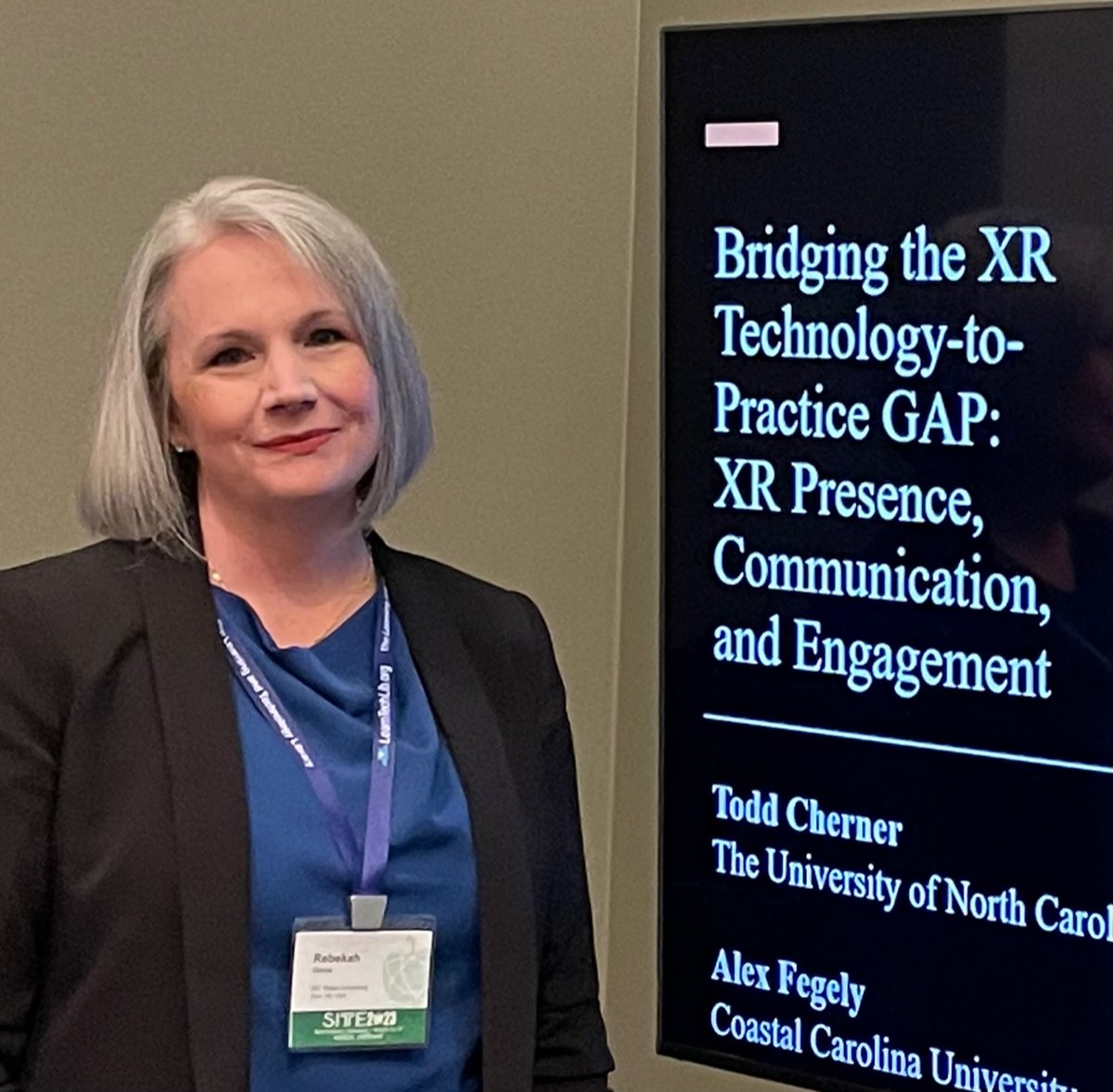 FridayInstitute's tweet image. Friday Institute Research Associate @RebekahSDavis presented this week at @SITEconf on her lead chapter in the upcoming book Bridging the XR Technology-to-Practice Gap: Presence, Communication and Engagement titled "Leveraging the Power of Presence for Learning Design." #SITE23