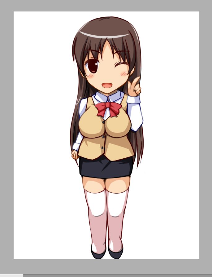 SD版の新任先生をぬりぬりしてたんご〆(‾・ω・‾)b
表情をウインクな感じに修正したですよ☆
優香先生はお気に入りと言って下さる方が結構おられましたな～(≧∇≦) b 