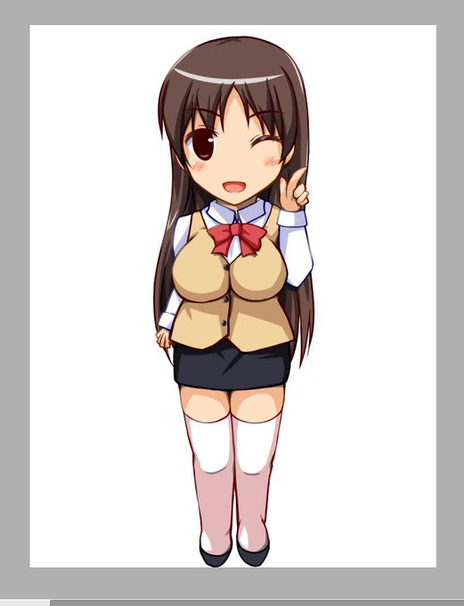 SD版の新任先生をぬりぬりしてたんご〆(‾・ω・‾)b
表情をウインクな感じに修正したですよ☆
優香先生はお気に入りと言って下さる方が結構おられましたな～(≧∇≦) b 