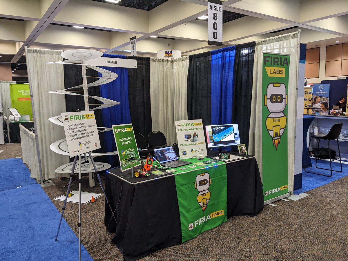 FiriaLabs's tweet photo. THIS is the booth you won't want to miss. Come on over at #SpringCUE! Let's talk #Python learning thru project based curriculum w/ #CodeSpace #CodeX #CodeBot &amp; #CodeSIM. Start in 4th grade &amp; learn thru to #certification. No fear necessary! https://t.co/Tw9PJS62Cx