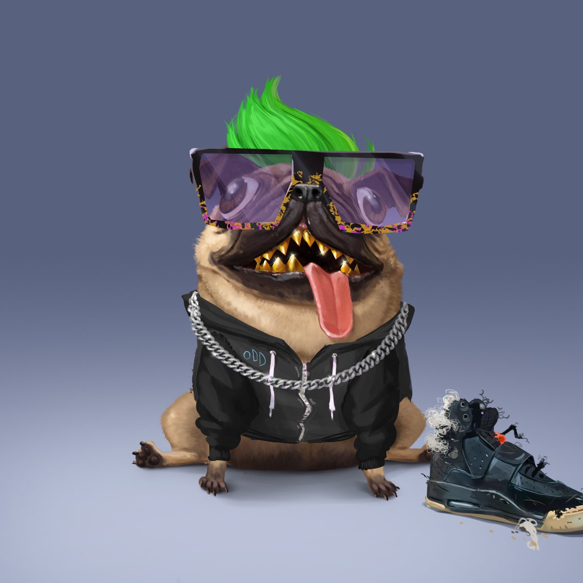 oDD BOi chewed up a million dollar shoe 😬

Introducing the Artist x Studio team behind oDD BOi:
<a href="/BryanLashelle/">Bryan Lashelle</a> - senior visual dev artist at Netflix
<a href="/aatmastudio/">Aatma Studio</a> - animation house led by ex-Apple, other global firms

Reply with your eth address for a shot at pUG List 👇