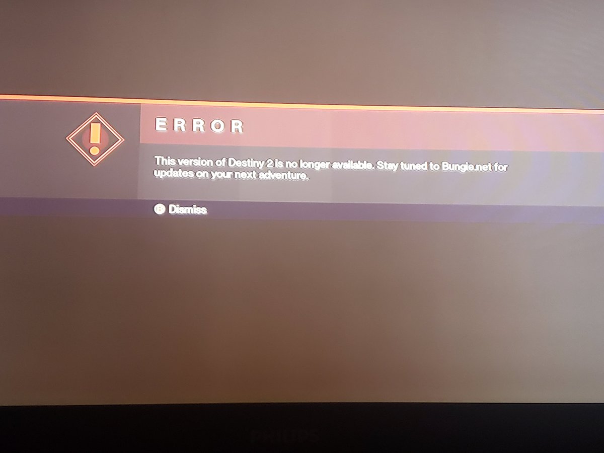 TwoHeadedNester's tweet photo. @BungieHelp Fixes one lousy bug then creates one more that literally keeps players from logging in https://t.co/59lvhJywuE