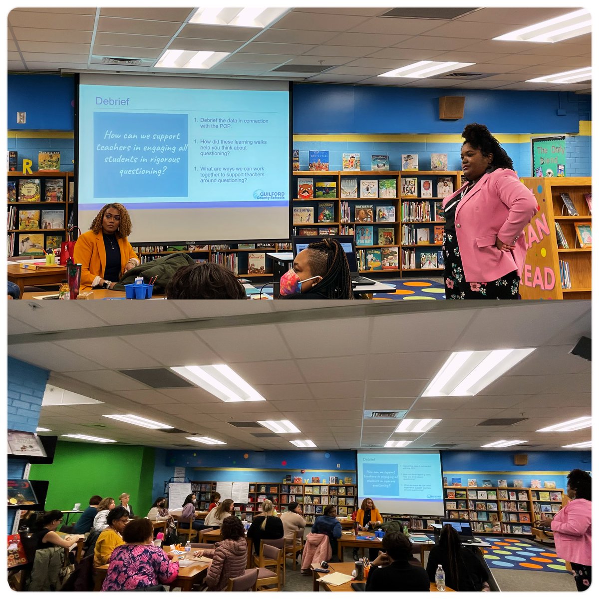 Today @BlufordPeeler <a href="/KendraBledsoe/">Kendra Bledsoe</a> facilitated a great PD for Learning Area 2 MCLs &amp; CFs about intentional questioning in the classroom! Thank you to everyone for the great engagement and discussion.  Teamwork makes the dream work! 💫 <a href="/JohnitaReadus/">Dr. Johnita Readus</a>