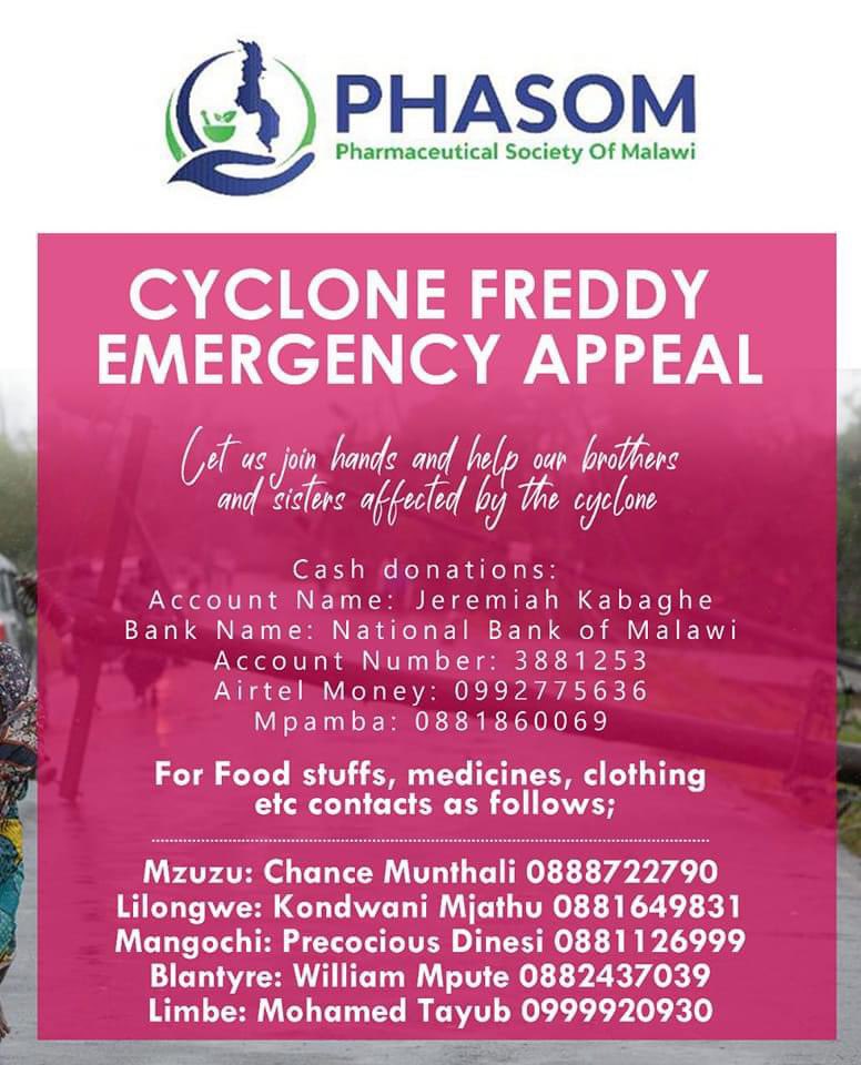cab5554's tweet photo. Cyclone Freddy has devastated parts of southern Malawi. @WelshAbx have a strong international health partnership with #PHASOM. If you would like to please use PayPal @ceriphi and we will make one transfer to save bank fees.
Thank you very much/Diolch yn fawr iawn/Zikomo kwambiri https://t.co/AUi5IYpjaQ