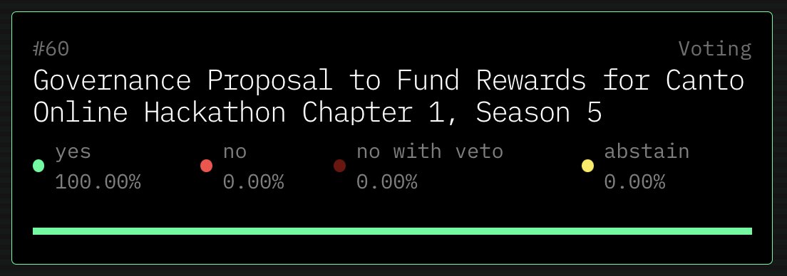 <a href="/theCOH_/">Canto Online Hackathon</a> The proposal is now live.

Vote: canto.io/governance