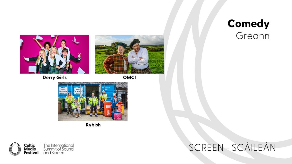 The nominees in the #Comedy category are
Derry Girls <a href="/HatTrickProd/">Hat Trick</a> <a href="/Channel4/">Channel 4</a>
OMC! <a href="/ComedyUnit/">Comedy Unit</a> <a href="/bbcalba/">BBC ALBA</a>
Rybish <a href="/CwmniDa/">Cwmni Da</a> <a href="/S4C/">S4C 🏴󠁧󠁢󠁷󠁬󠁳󠁿</a> <a href="/ywasgS4Cpress/">S4C Y Wasg/Press</a>

#CelticMedia #TorcAwards