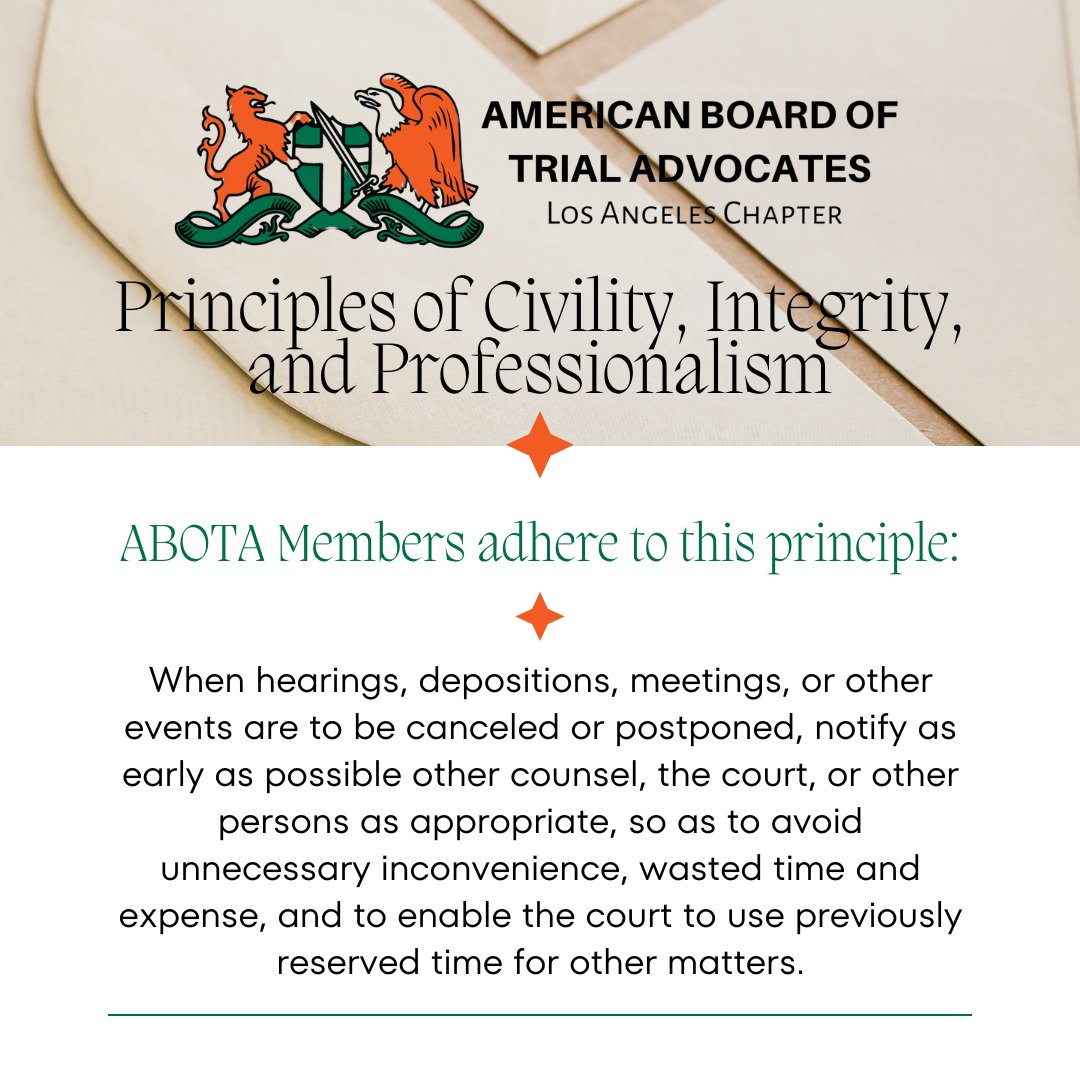 la_abota's tweet photo. #civility #integrity #professionalism #lawyers Learn more: https://t.co/wsyuVoepq4 https://t.co/T2uOYqfylh