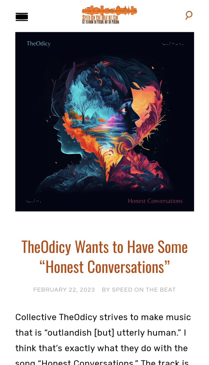 We talk about our single a lot. 
Here's @SpeedontheBeat instead!

'Blending neo-soul, alt-rock and hip-hop elements, “Honest Conversations” also has some elements of modern lo-fi–specifically the production. If this piques your interest, I recommend checking it out...'
#blog #NP