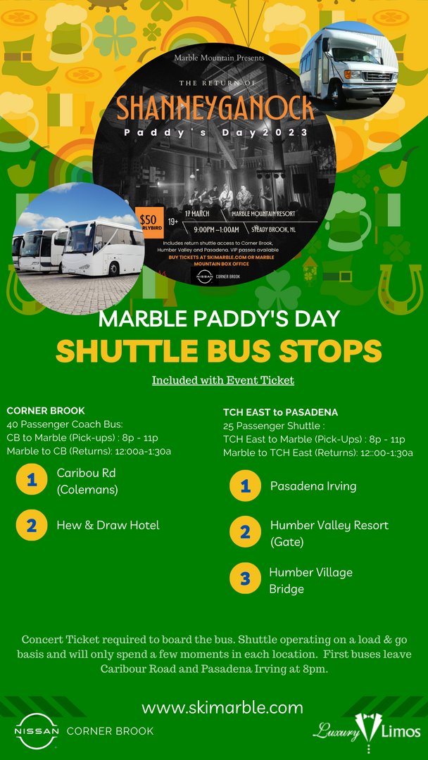 It's Shanney-Eve! Here is the bus details for anyone who has tickets and needs a lift to the show! Doors to the event open at 8pm.