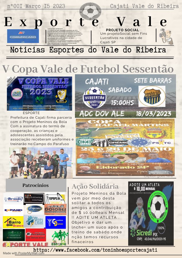 antoniocajati's tweet photo. JORNAL EXPORTE VALE O SEU JORMAL DE ESPORTES https://t.co/eGLOjk759u