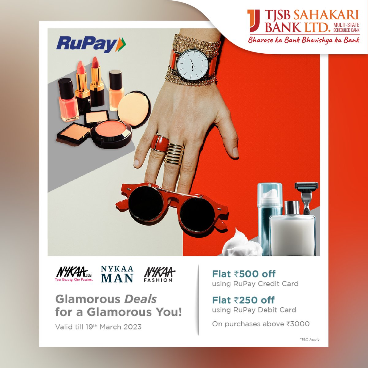 tjsbonline's tweet image. Shop on Nykaa and get flat ₹500 off with your RuPay credit card &amp;amp; ₹250 off with your RuPay Debit card. Know more:bit.ly/RuPay_NYKAA
#RuPay #RuPayoffers #ncpi #tjsbbank #tjsb