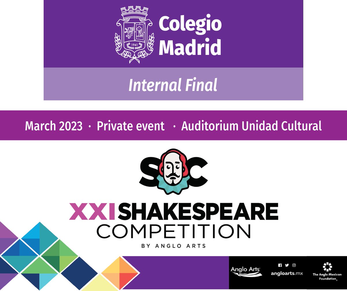ColegioMadridMX's tweet image. Today!
Internal Final for the XXI Shakespeare Competition.
Good luck to our contestants! 
.
#IntegratedLearning 
#ColegioMadridMX #MadridBien 
#ShakespeareCompetition 
#EnglishForAChangingWorld 
#CambridgeSchool