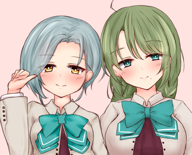 後今回の夕雲さんは前に描いた玉姉意識して描いたので玉姉側を最近の描き方に調整して並べるとこんな感じに… 