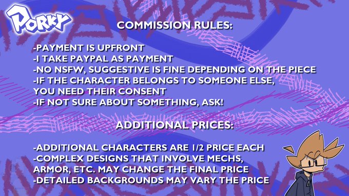 🌟commissions are back!!!🌟

along with changing a few prices, I now also offer character design sheets!

I will have 3 slots open at a time, along with having an overflow queue. DM me if you're interested!

#commissionsopen #commissionsheet 