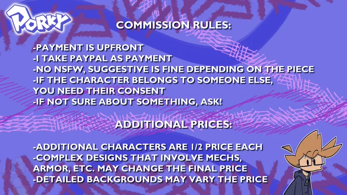 🌟commissions are back!!!🌟

along with changing a few prices, I now also offer character design sheets!

I will have 3 slots open at a time, along with having an overflow queue. DM me if you're interested!

#commissionsopen #commissionsheet 