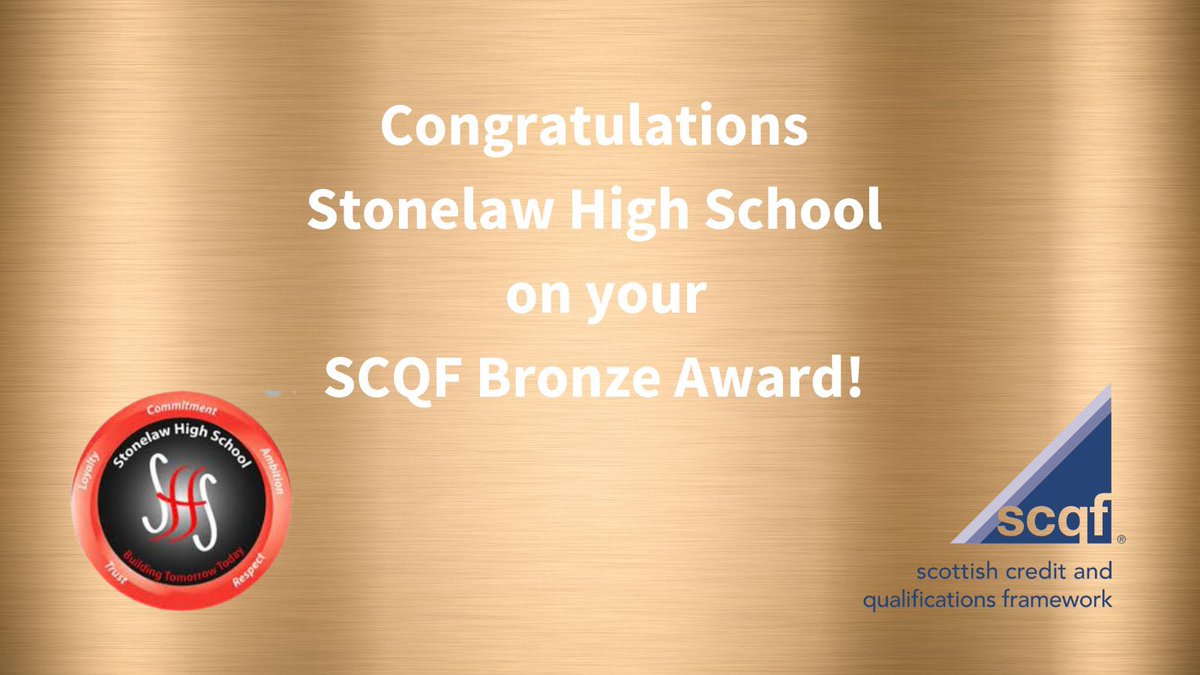 SCQFPartnership's tweet photo. Celebrating Bronze status in our SCQF School Ambassador Recognition Programme is a huge achievement for staff and pupils @StonelawHS in @SouthLanCouncil ! 👏👏👏
#SCQFSchools #SCQFWeek23 #DYW #WiderAchievement #ProgressionPathways #SeniorPhase #YouthAwards https://t.co/rlyLycVJyY