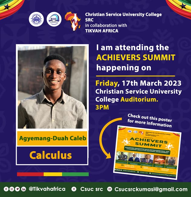 theagyemangduah's tweet photo. Hi everyone,

I will be attending the #AchieversSummit  tomorrow. Come and let us learn,  versatility opportunities, entrpreneurial opportunities, and many more. 
#TikvahAfrica https://t.co/k8DYWKaTf6