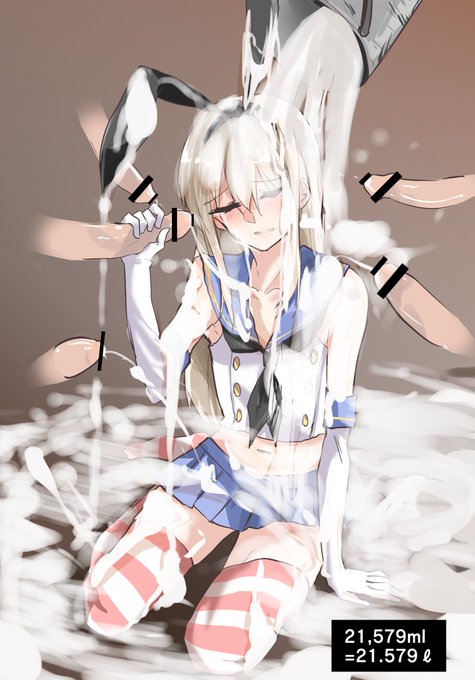 結果
1枚目:妥協案として20Lの精液をぶっかけられる島風くん
2枚目:やっぱり許されず2L射精する島風くん 