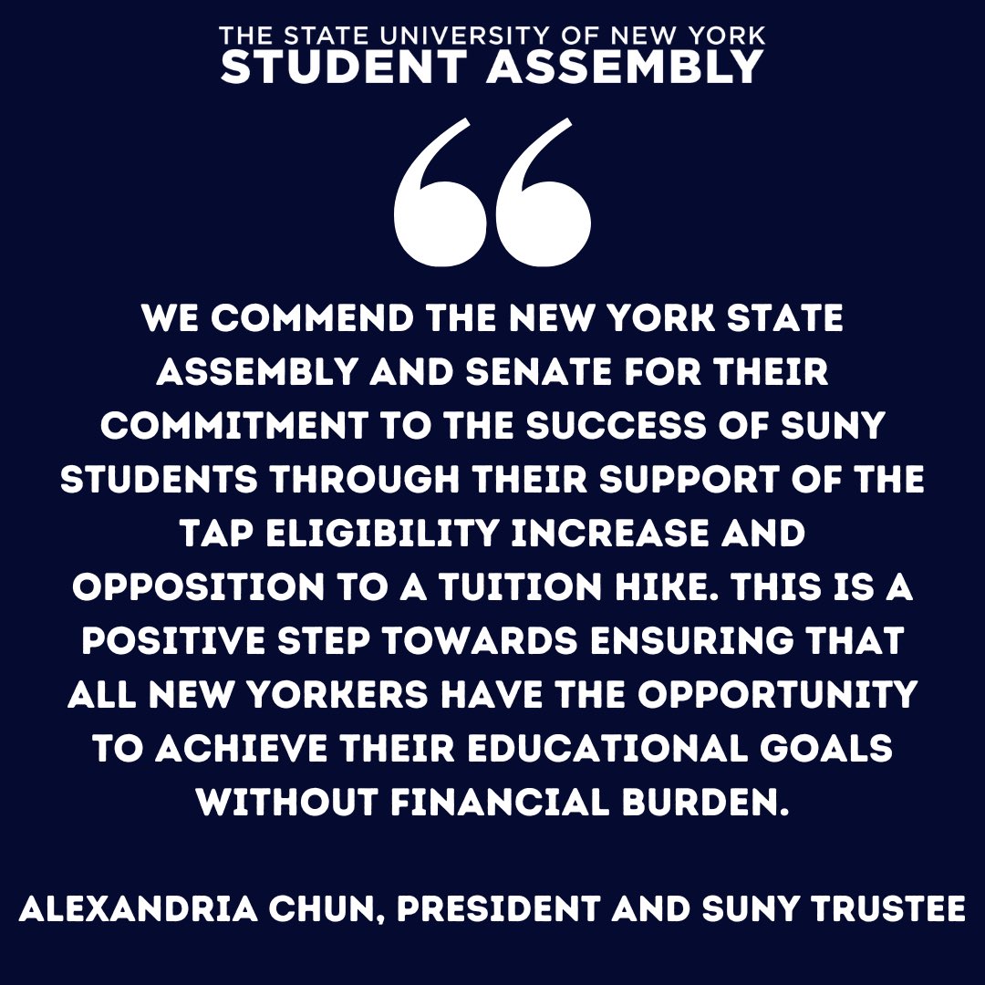 SUNY SA REACTS TO RELEASED ONE HOUSE BUDGET 

See full statement in our bio