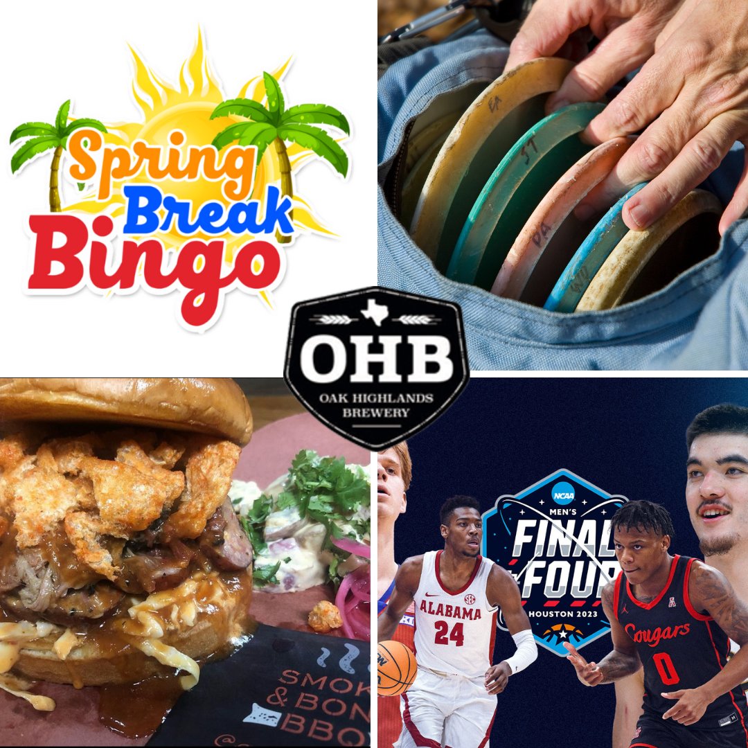 Come out to OHB tonight for all types of fun:
1) We open at 2pm and we will have the NCAA Tournament on every screen. 
2) Our disc golf putting competition will begin at 6pm in our production area. 
3) Bingo in our taproom at 7pm. 
4) Smoke &amp; Bone BBQ is here from 5pm to 8pm!