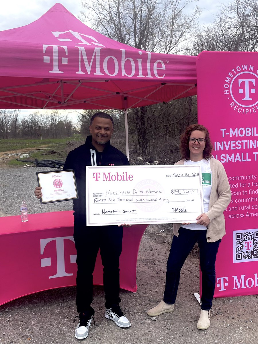 Congratulations to Greenville, MS and The Mississippi Delta Nature and Learning Center for being the recipients of the T-Mobile Hometown Grant #HometownGrants @TMobile @JonFreier @MSDeltaNature