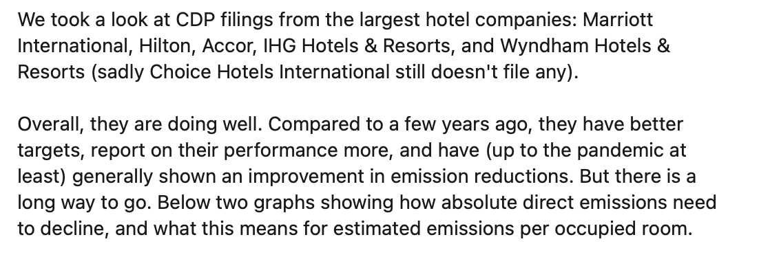 sean_oneill's tweet photo. Important report from @WouterGeerts at Skift Research:  Hotel Company Analysis on Carbon Emissions Reductions.
https://t.co/ibuBheEyvW https://t.co/Q8cGeBbbmL