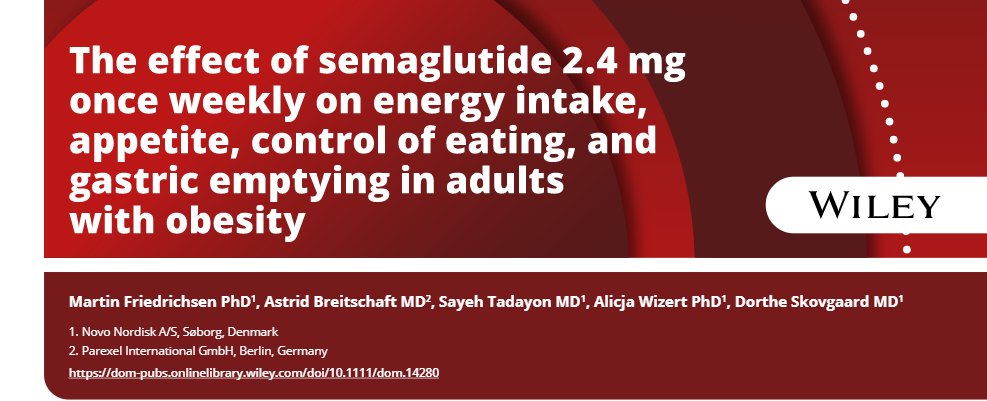 MichaelAlbertMD's tweet image. Semaglutide reduces ad libitum energy intake by 35% (through its effects on appetite, reward, and food drive) compared to placebo. A few important points:
1⃣ Likely that most of the cardiometabolic benefits are related to CALORIE reduction (supported dom-pubs.onlinelibrary.wiley.com/doi/10.1111/do……