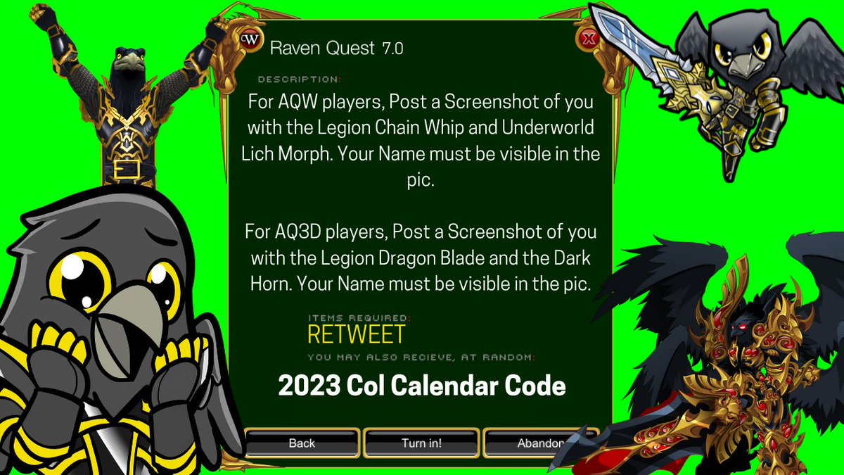 GoldRavenAE's tweet photo. 2023 Col Calendar Code Giveaway!
Return to the Underworld to retrieve these Legion Items for a chance to obtain the Paladin Chronomancer &amp; More!
Please follow the instructions carefully.
Giveaway ends March 30th! Winner will be randomly chosen. Good luck! https://t.co/KLnV5bnhrO