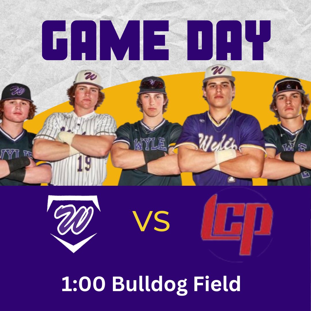 District Match-up.  Wylie vs Lubbock Cooper Thursday 1:00 @ Bulldog Field
