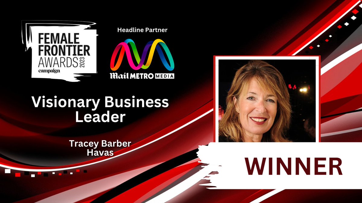 Congratulations to the winner of Visionary Business Leader 2023
<a href="/BaTracey/">Tracey Barber</a> / @havas

Well done to everyone who entered.