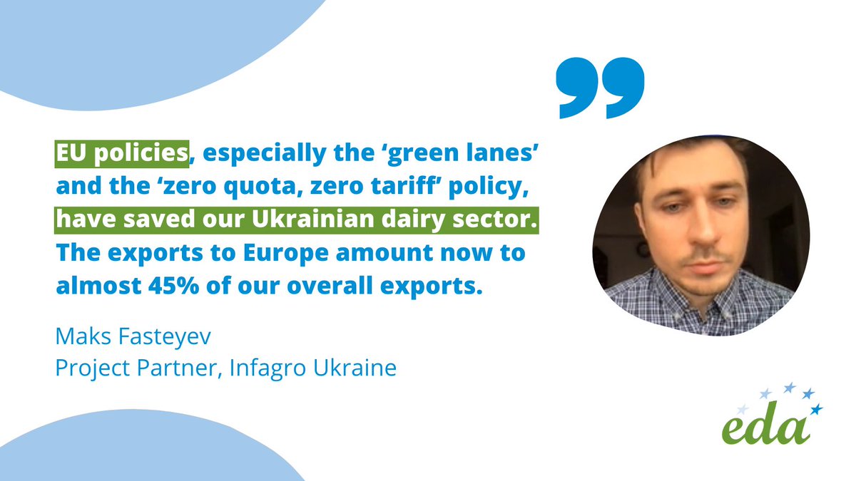 EDA_Dairy's tweet photo. 🇺🇦🇪🇺 | In our #EWPA General Assembly in Amsterdam this week, we had the pleasure to welcome @MaksDairyInfa of @DairyInfa, who joined us online to give an overview of the current situation of #Ukraine's dairy sector.

#StandWithUkraineDairy https://t.co/3nensu1Cyd