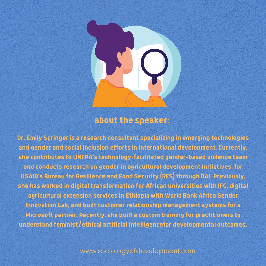 Upcoming Webinar: What is consulting, how does it work, &amp; why should one be interested in that? Let's explore international development consulting as an alternative career path for academics with Dr. Emily Springer (USAID, UNFPA), next Thursday @ 3:30 pm. 
tinyurl.com/socdevwebinar