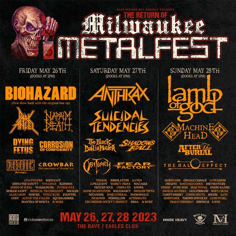 Bucket list show at @milwaukeemetalfest May 26,27 &amp; 28! Gonna be a killer weekend! #biohazard #milwaukeemetalfest