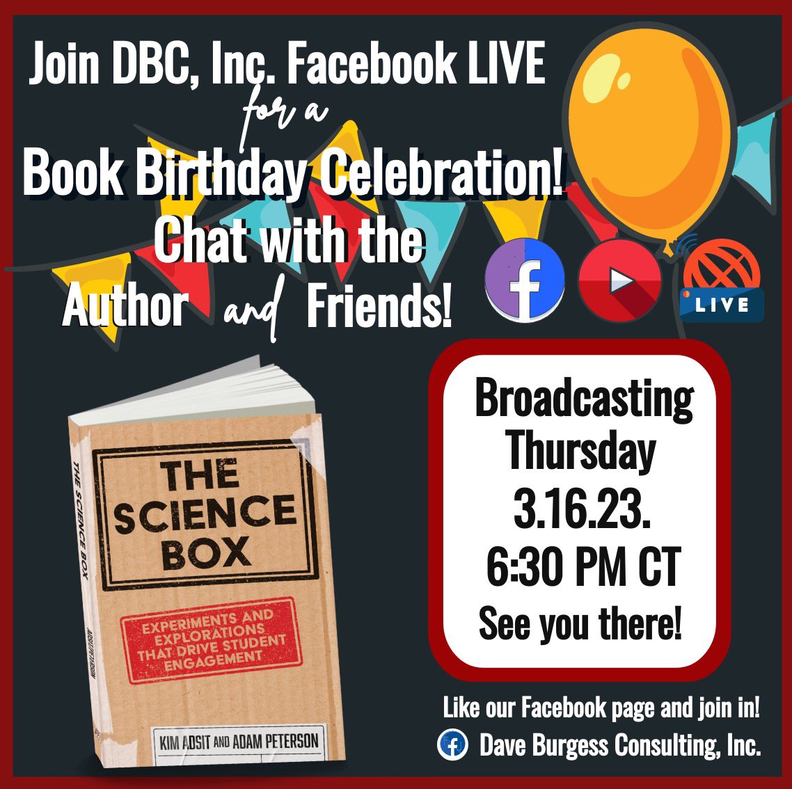 AdamPetersonEdu's tweet image. It’s here!!! 🥳🥳🥳
#thesciencebox is available NOW! Get your copy here amazon.com/gp/aw/d/195630…

Join us tonight! 👇@dbc_inc @TaraMartinEDU @kindergals 
#dbcincbooks