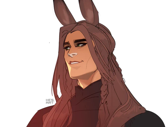 the new 3D tools in CSP are going to be very helpful for getting angles just right (my goth bunny OC from FFXIV, Havi) 