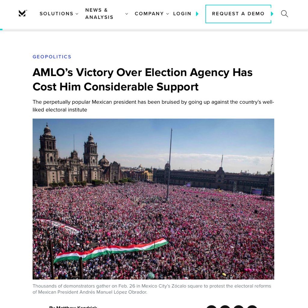 diazbriseno's tweet photo. •AMLO’s attack against Mexico’s independent elections agency (INE) has hit his popularity considerably, according to @MorningConsult 

•AMLO has often praised Morning Consult’s polling https://t.co/ml8sNiH2QF