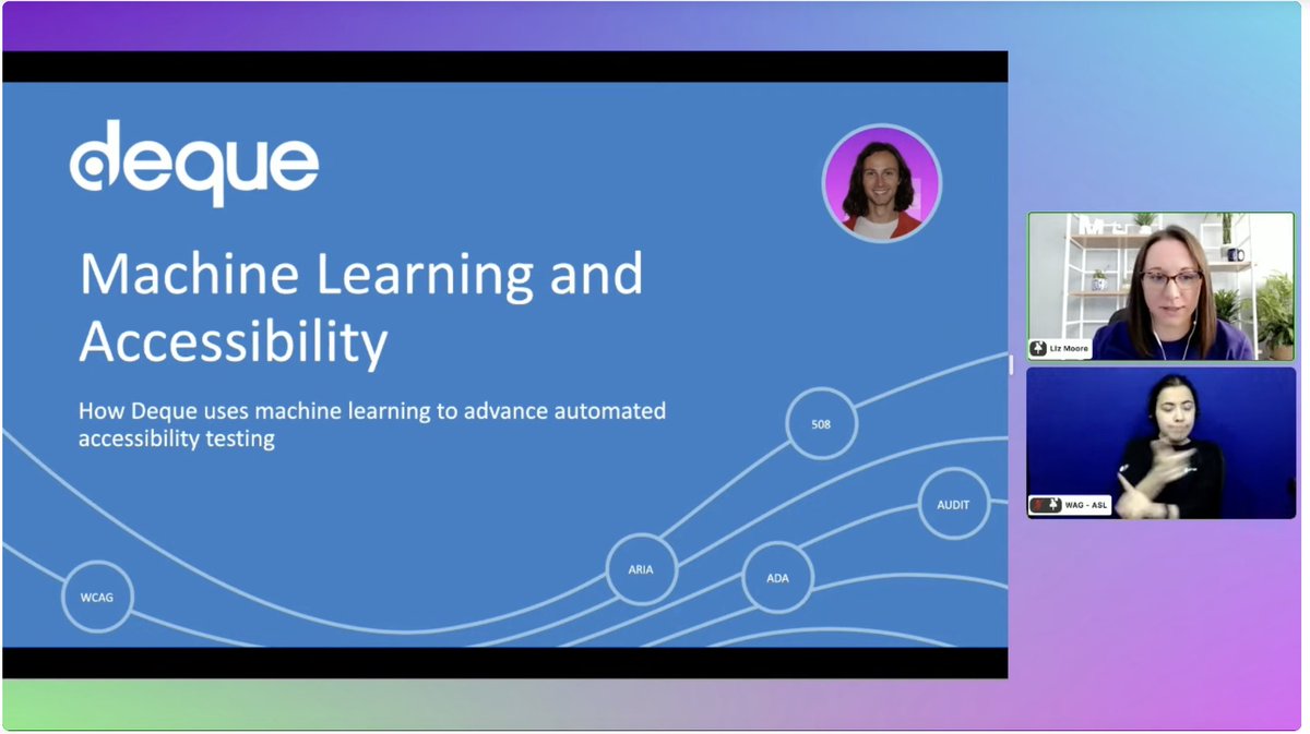 cleyrauc's tweet image. Another fabulous talk at #axecon! 

Noé Barrell from @dequesystems is sharing some of the insights of applying AI/ML to #accessibility testing