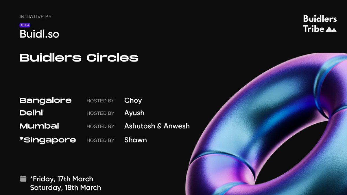 choyxyz's tweet photo. Hello Buidlers!

We have 4 Circles happening this week.

#BuidlersCircle is all about 2-10 full-time founders joining forces to engage in peer-to-peer learning.

Register below👇 https://t.co/YlllWIhyl2