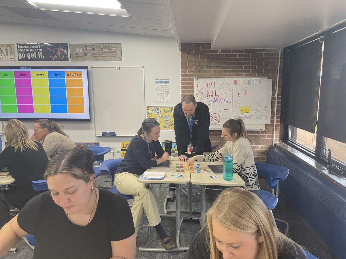 MsZaniewski's tweet photo. Staff members are learning about ways to incorporate games into the classroom. I enjoy seeing them work together and learn from each other just as much as I enjoying watching students  in the classroom. @D53ButlerJHS https://t.co/L7RKSjhThk