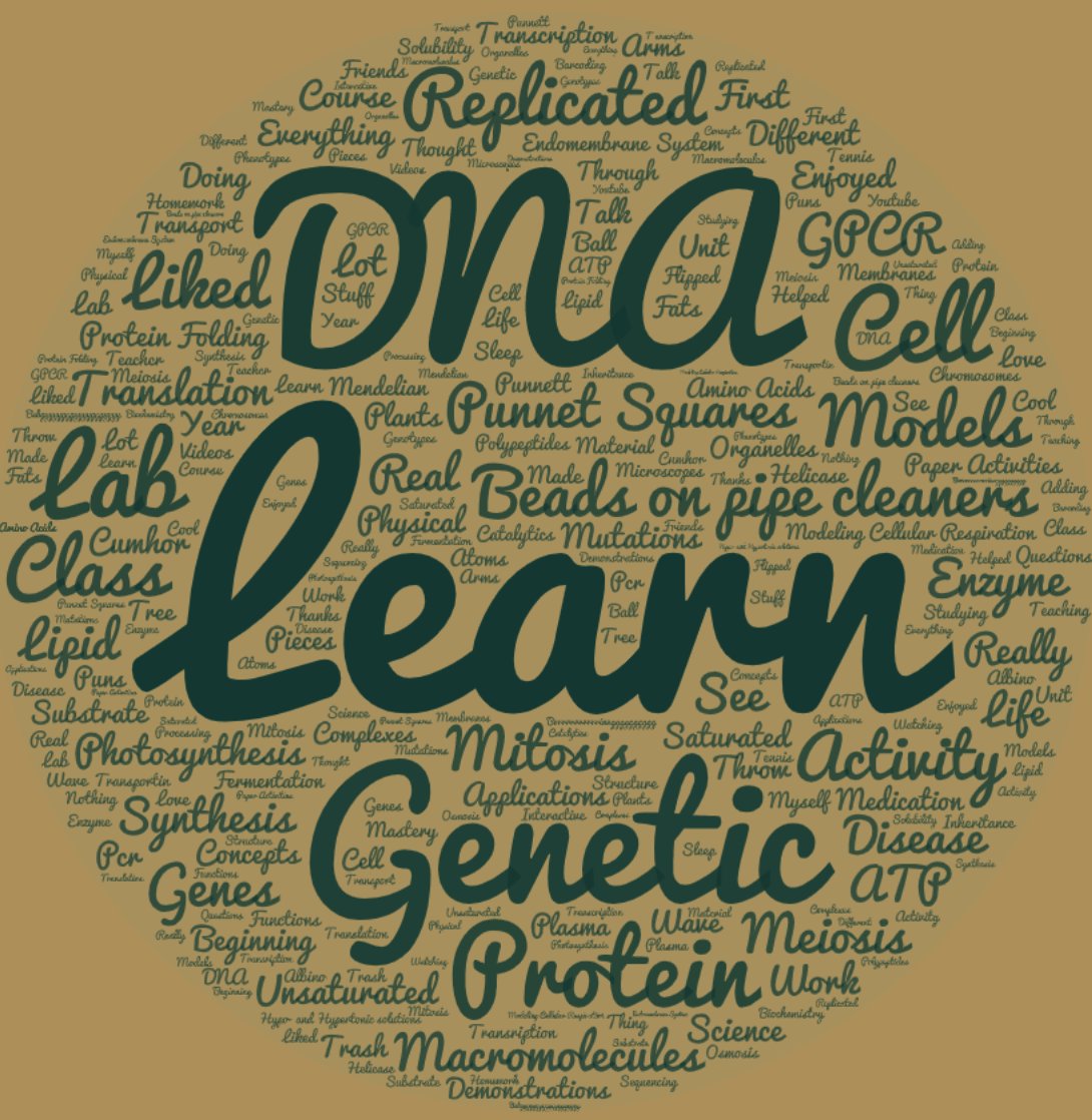 MallaryWacker's tweet photo. On the last day of lecture, I asked students what was their favorite thing they learned or did in this class.  Here's the word cloud they generated: https://t.co/s2EZJFIF1v