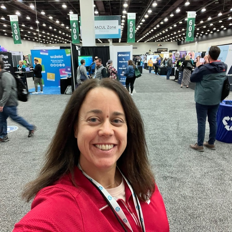 AMAESD1's tweet photo. Ashlie O'Connor AMAESD's Instructional Technology and Data Specialist supporting  #MACUL23 as a board member for the next three days. MACUL is the 4th largest educational technology conference in the nation. #beAMAzing. https://t.co/3tf0kUO5t0