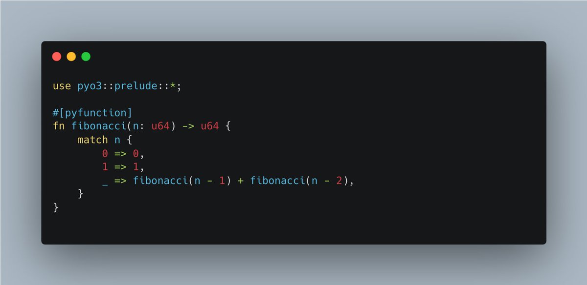ArashiB7's tweet image. 🔥Example: Fibonacci in Rust
Let's create a Rust function to compute the nth Fibonacci number
#Rust #Python #CodeExample
