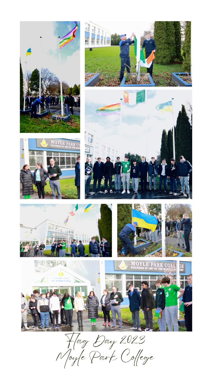 MrTConnolly's tweet photo. Thanks to all the students, teachers &amp; staff who took part in our flag raising ceremony today. 🇮🇪 #FlagDay2023 #mortas #meas #síocháin + @DamienC17295373 for the photos. @tfmf1848 https://t.co/xxwMkUEMlb