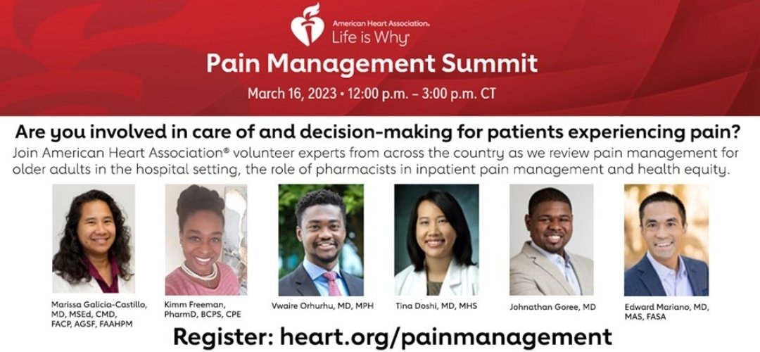 Today!! So excited to represent our field of #PainMedicine in a conversation with @American_Heart to discuss pain decision making and collaboration. Always proud to represent @uamshealth @UAMS_Anes @UAMSPain @drcampatterson @DrQuinnCapers4 our fields are crossing paths!
