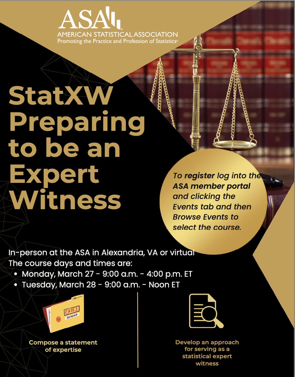 Kathy Ensor (@ensorkb) on Twitter photo Join me March 27, 28 at ASA headquarters or virtually for the StatXW Preparing to be an Expert Witness short course. This course has proven highly beneficial to past attendees and I am excited to again bring it to our community #amsat . Join me March 27, 28 at ASA headquarters or virtually for the StatXW Preparing to be an Expert Witness short course. This course has proven highly beneficial to past attendees and I am excited to again bring it to our community #amsat .