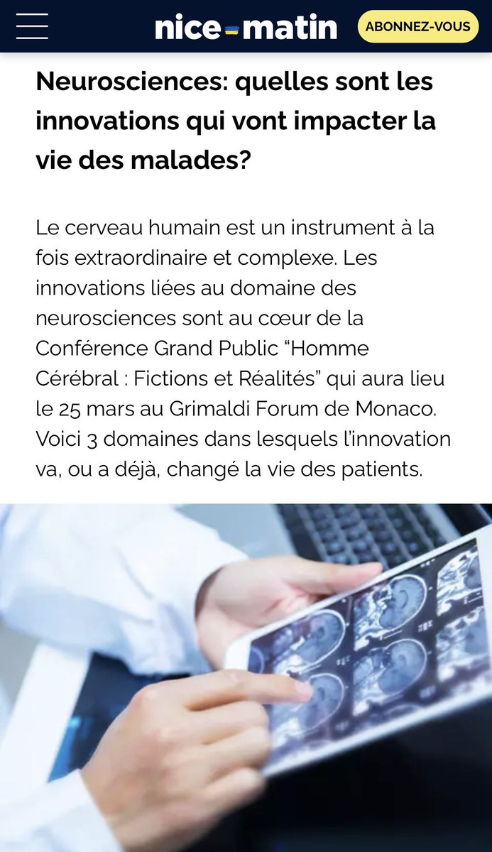 LHomme_cerebral's tweet photo. Merci @Nice_Matin de nous avoir cité dans leur article consacré au fonctionnement du cerveau humain
👉 https://t.co/UfXfNFlh4m https://t.co/gDaVrTM7bC
