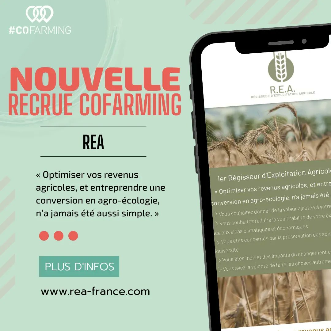 Co_Farming's tweet photo. 🤩 Une nouvelle recrue dans l’association #CoFarming !

Cette nouvelle startup propose une solution de gestion durable de votre exploitation et un accompagnement à la conversion en agro-écologie. 🧑‍🌾👩‍🌾 Bienvenue à eux ! 🎉

👉 Plus d’infos sur REA sur https://t.co/cRZ6JHp4nI. https://t.co/c6Ln2OsIuX