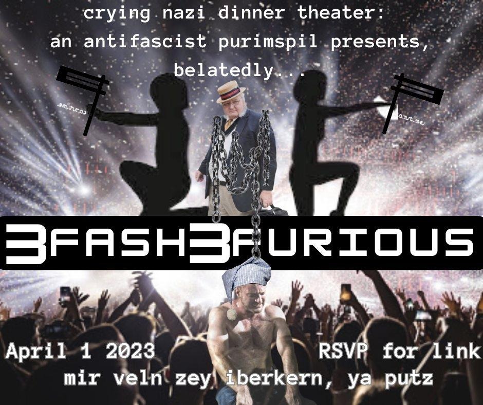 Watch a bunch of hilarious drunk queer jews mock the world's most pathetic nazis, raise money for the Atlanta forest defense, and have an absolutely amazing time all at once. 
eventbrite.com/e/crying-nazi-…