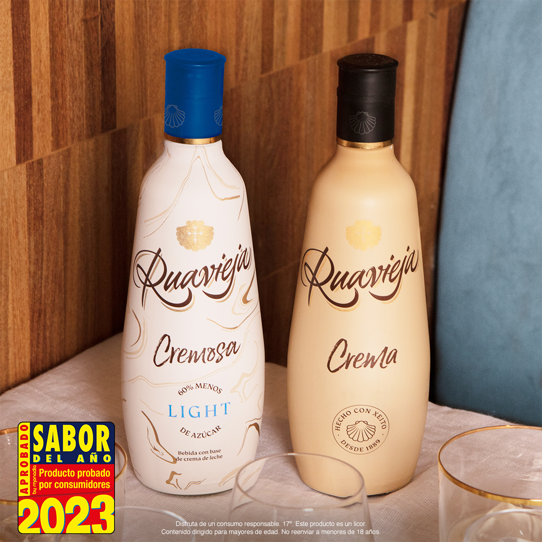 Nuestras marcas siguen triunfando y no lo decimos sólo nosotros…

¡<a href="/Ruavieja/">Ruavieja</a> Crema y @Ruaveja Cremosa #Light, galardonadas con el Premio #SaborDelAño 2023! 🏆  

Un premio que reconoce nuestra continua apuesta por la #innovación, así como la calidad de nuestros productos 🙌🏼