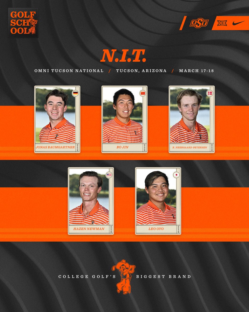 OSUCowboyGolf's tweet photo. Cowboys Head to Arizona For N.I.T.

#GoPokes | #golfschool 

🔗 https://t.co/lCH8rtPLka https://t.co/NuvhQEnbOc